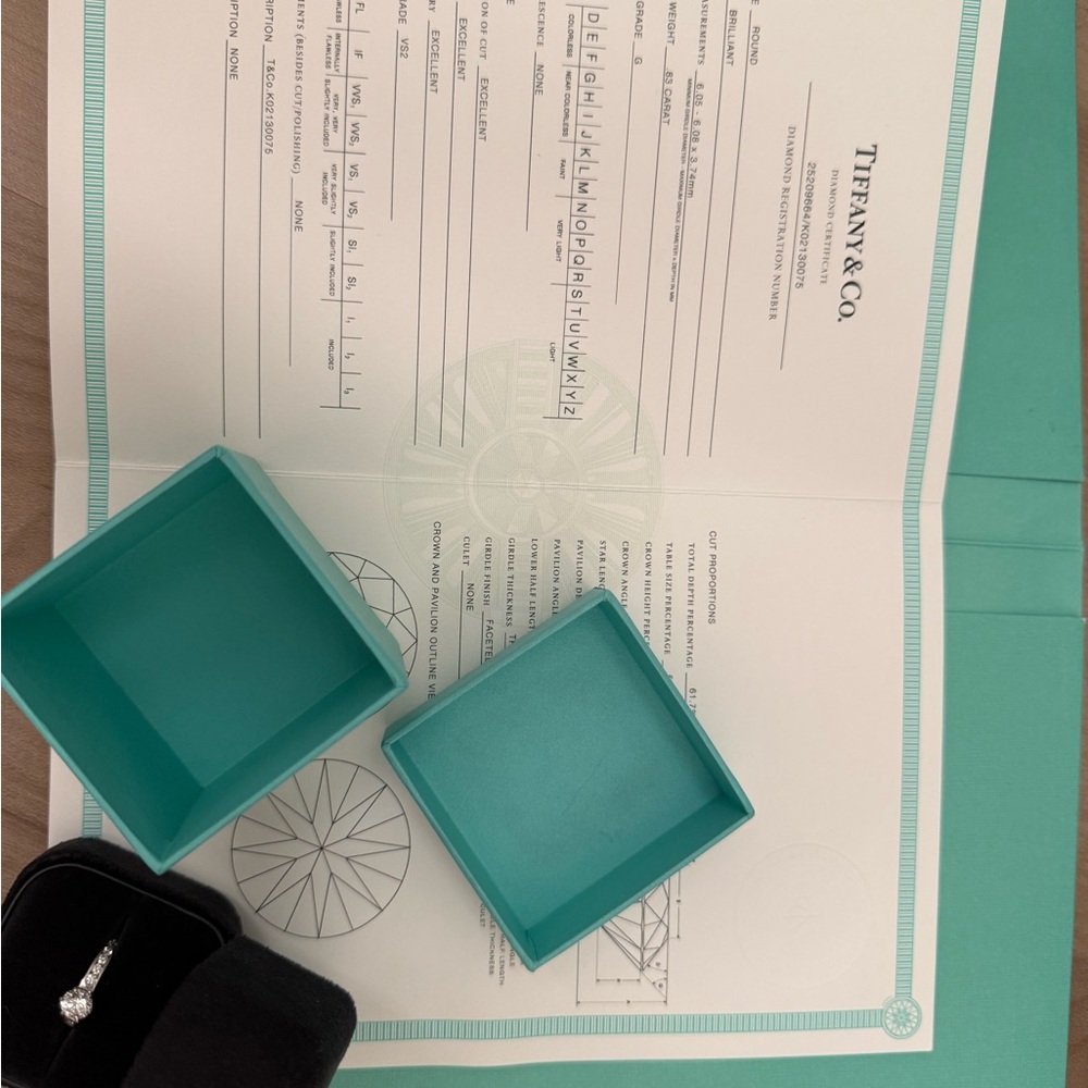 Tiffany & Co Diamond Engagement Ring .83Ct G/ VS2 Round, set in Platinum - Picture 5 of 6